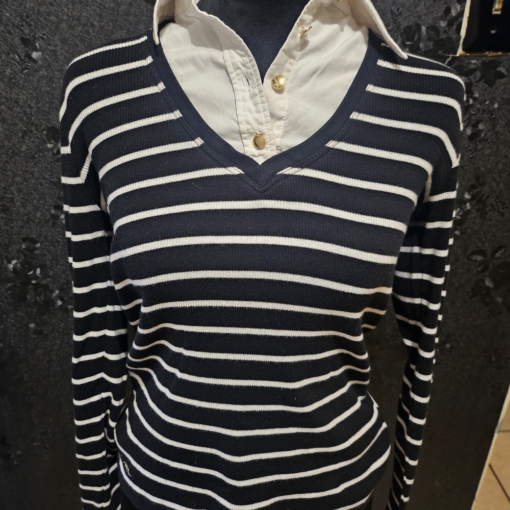 Ralph Lauren Black and White Striped Top